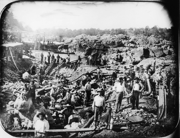 2.	Mining on the American River, 1852. Whole plate daguerreotype by George H. Johnson. Collection of Matthew R. Isenburg. 
