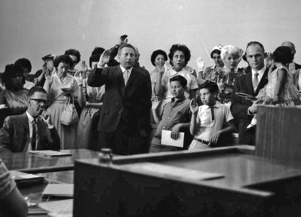 New U.S. Citizens Sworn In at Merced Naturalization Ceremony on June 14, 1962