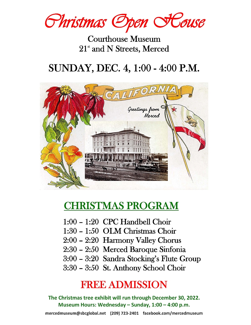 Christmas Open House at the Courthouse Museum flyer