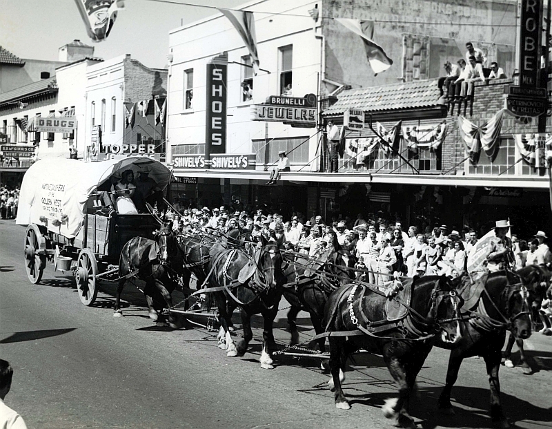Native Daughters of the Golden West float at Merced County Fair Parade, Sept. 18, 1948